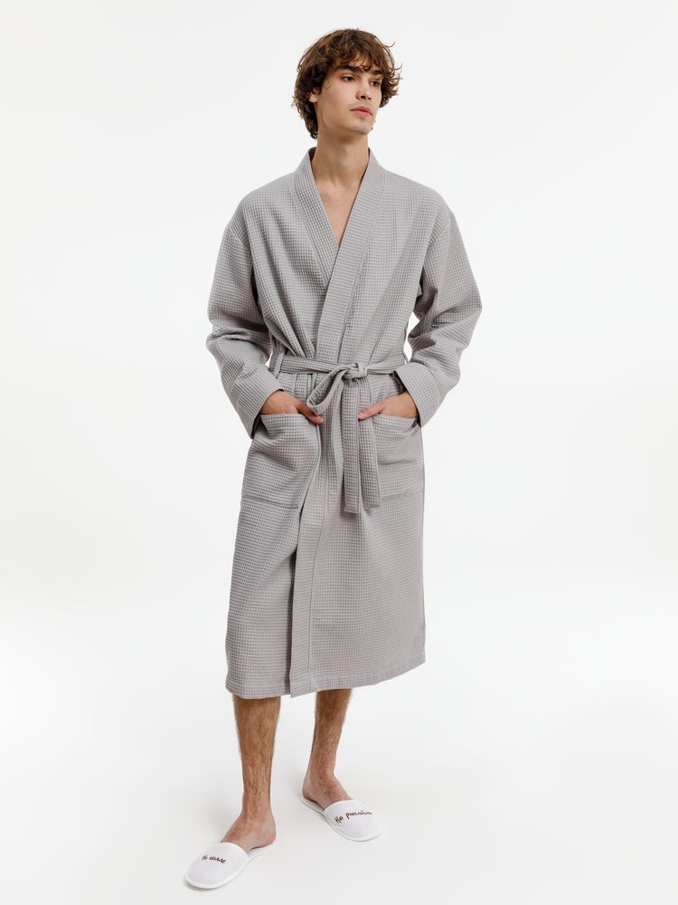 Халат вафельный Kimono, светло-серый-4