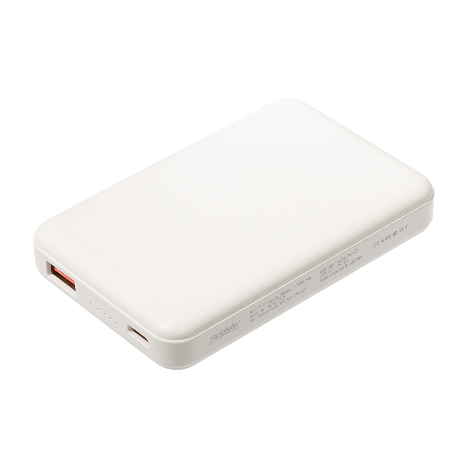 Внешний аккумулятор Ларго PD (Largo PD) 5000mAh с функцией беспроводной зарядки 15W, белый-1