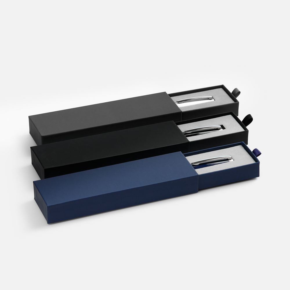 Ручка шариковая Letra Chrome в футляре, синяя-2