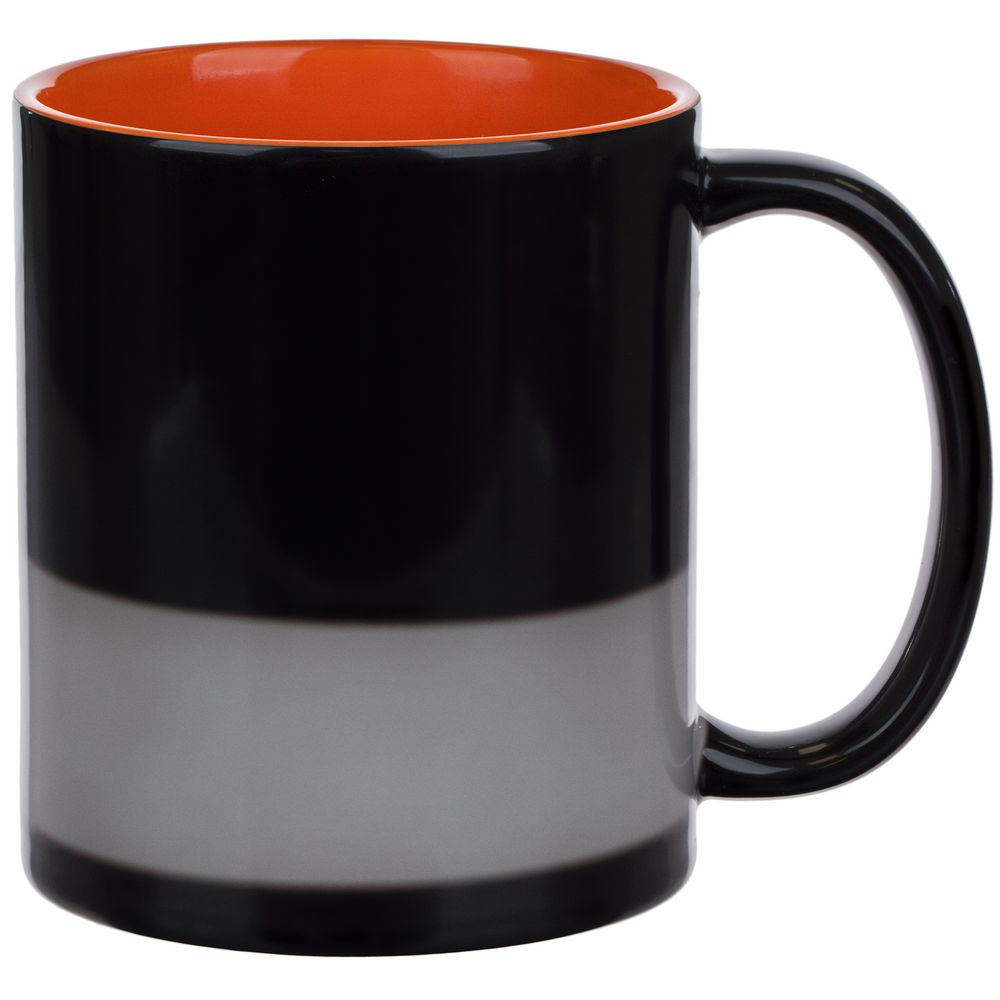 Кружка-хамелеон On Display, глянцевая, черная с оранжевым-4