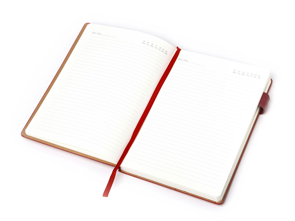 Бизнес блокнот А5 Freya с клапаном и карманом для визиток, твердая обложка, 128 листов, красный и бор-5