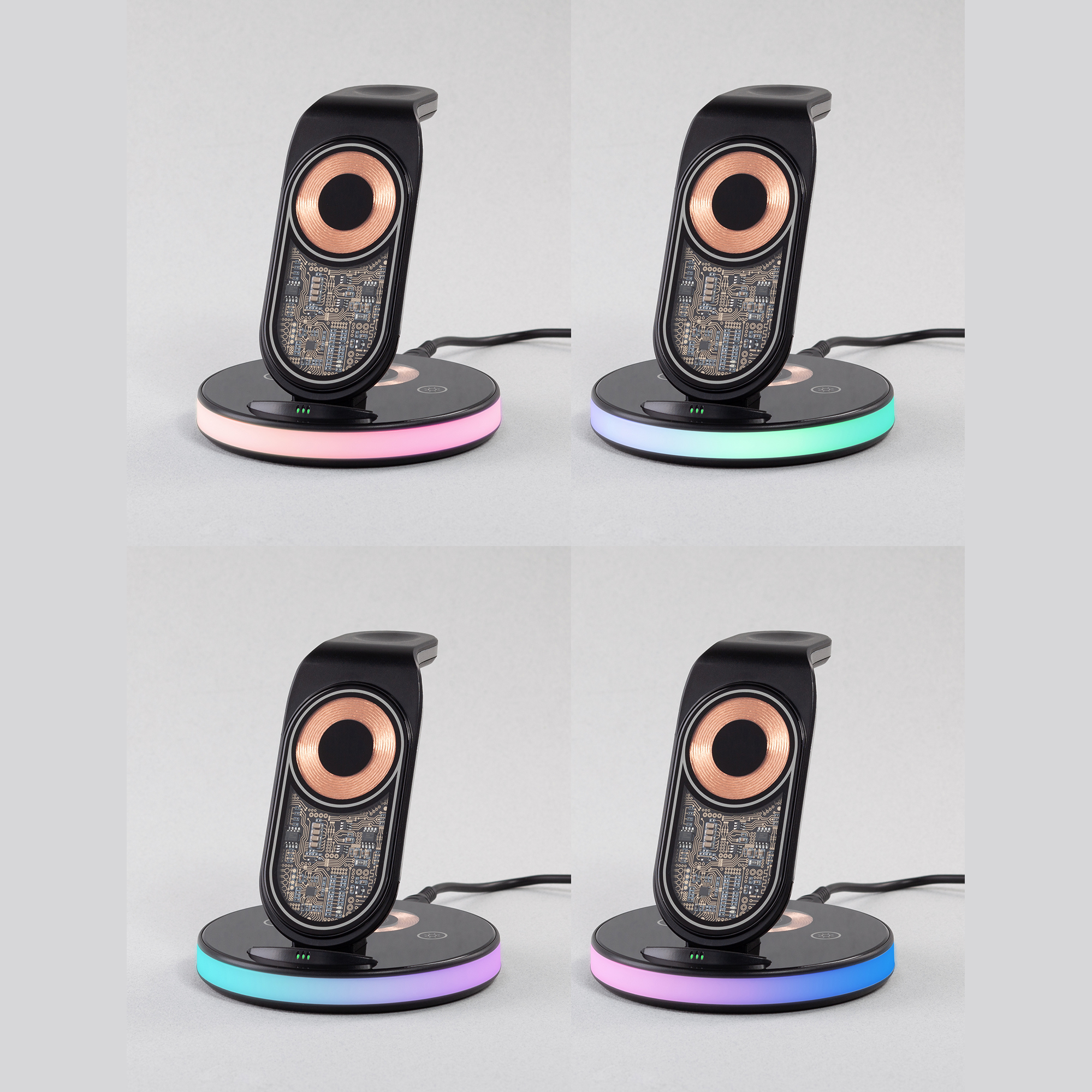 Беспроводная (15W) зарядная станция "Tron" с прозрачным корпусом и подсветкой-4