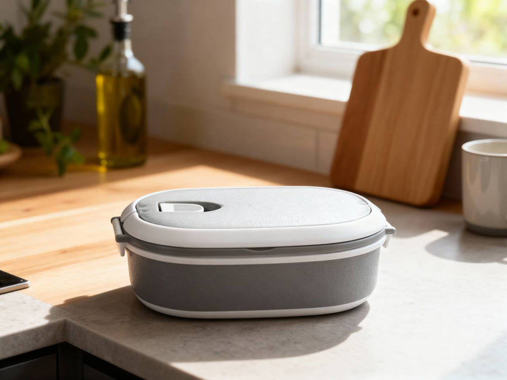 Ланч-бокс Hotty 750 мл для микроволновой печи, серый/белый-13