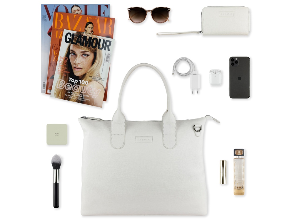 Сумка-шоппер BUGATTI ЭЛЬЗА | ELSA, белая, воловья кожа/полиэстер, 46х11х31,5 см-10