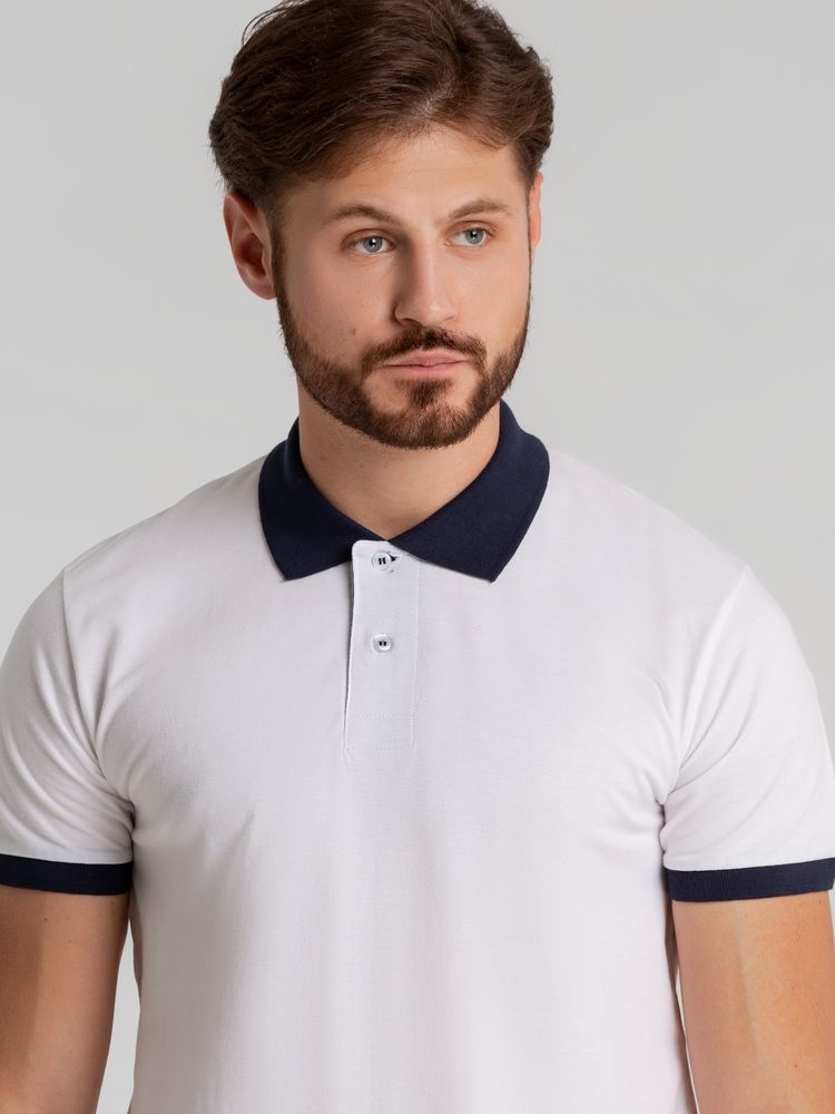 Рубашка поло Prince 190, белая с темно-синим-4