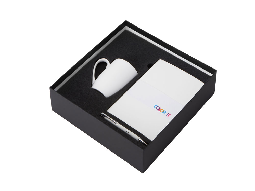 Подарочный набор с блокнотом С2, металлической ручкой и кружкой, белый-1