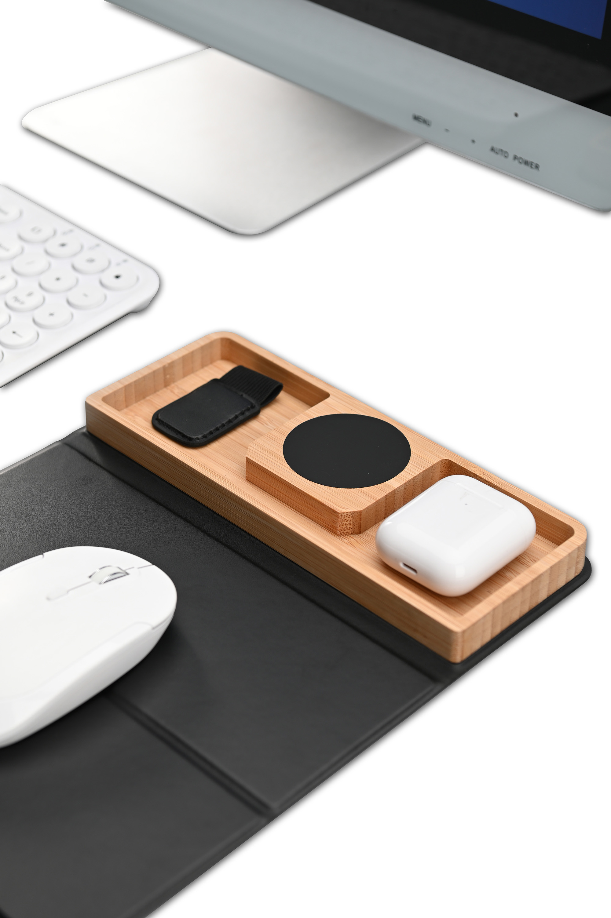 Коврик-трансформер с органайзером на магнитах с беспроводным (15W) ЗУ с подсветкой логотипа-4