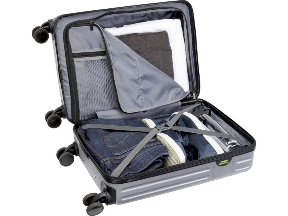 Чемодан на колесах Rover из материалов, переработанных согласно стандарту GRS, 40 л - Серебряный-4