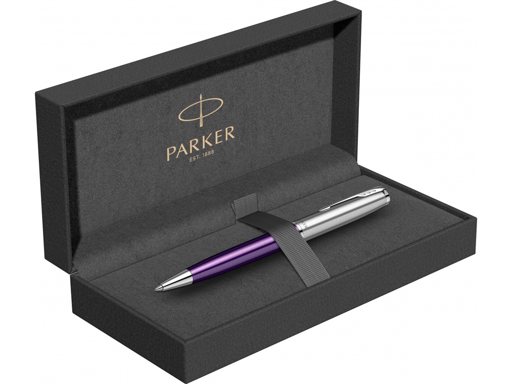 Шариковая ручка Parker Sonnet Essentials Violet SB Steel CT, цвет чернил black, перо: M, в подарочной упаковке.-4