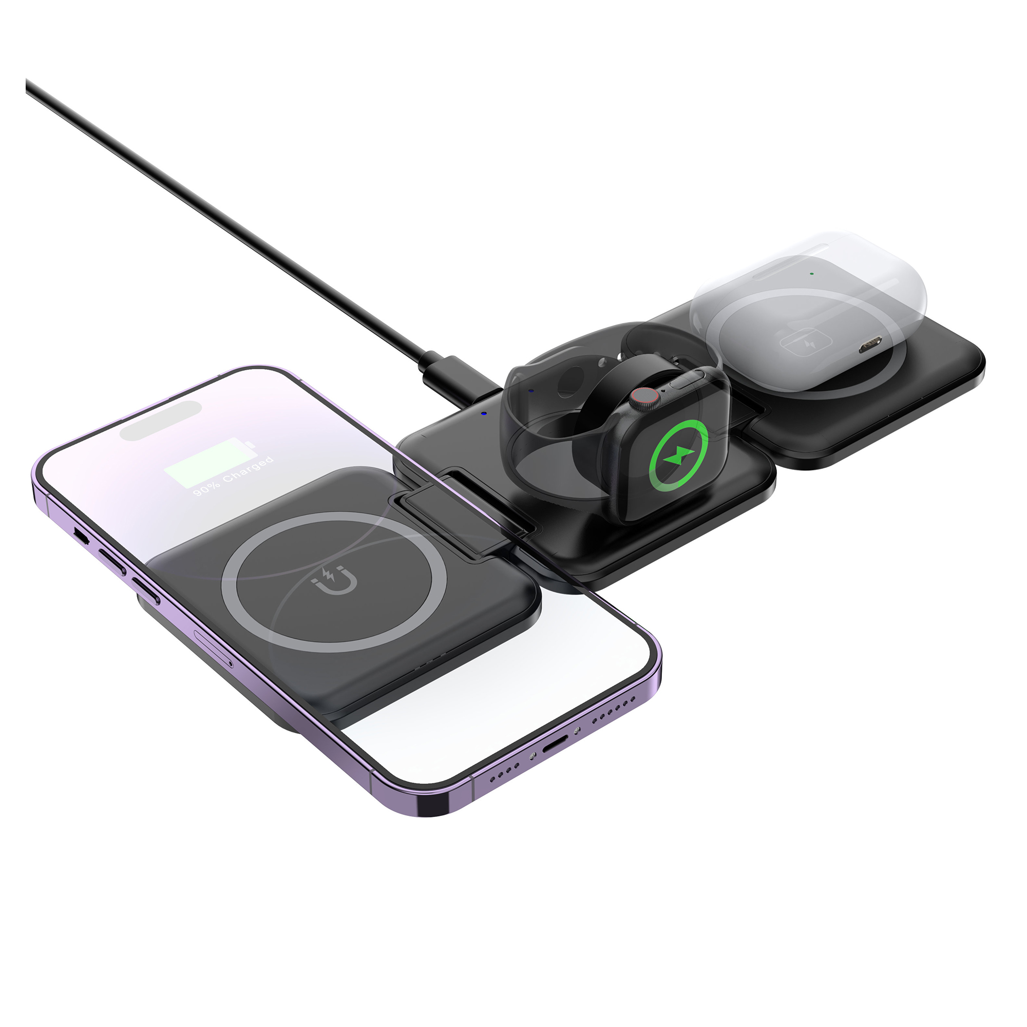 Складная беспроводная (15W) зарядная станция "Flip" с MagSafe-0