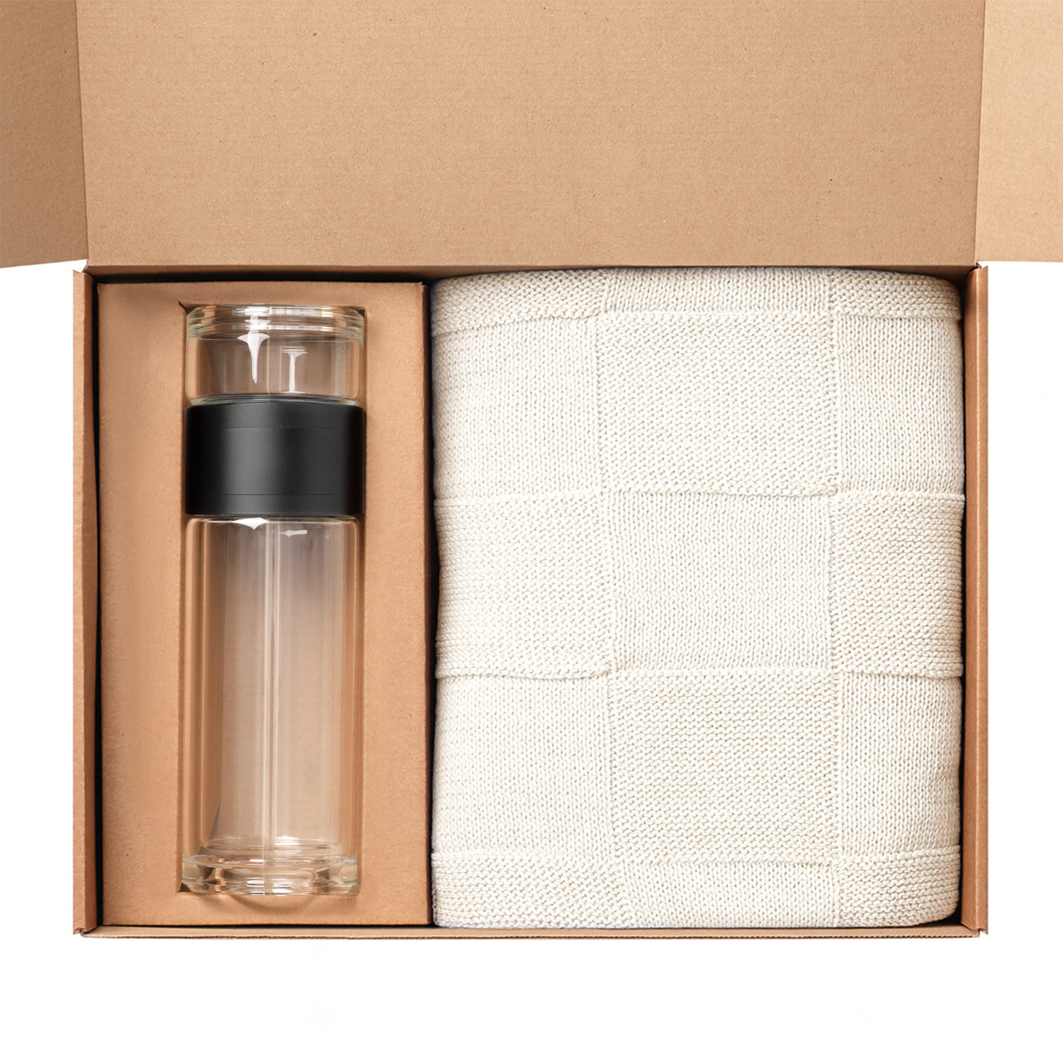 Подарочный набор Terso, Cella, бежевый (плед, термобутылка)-1