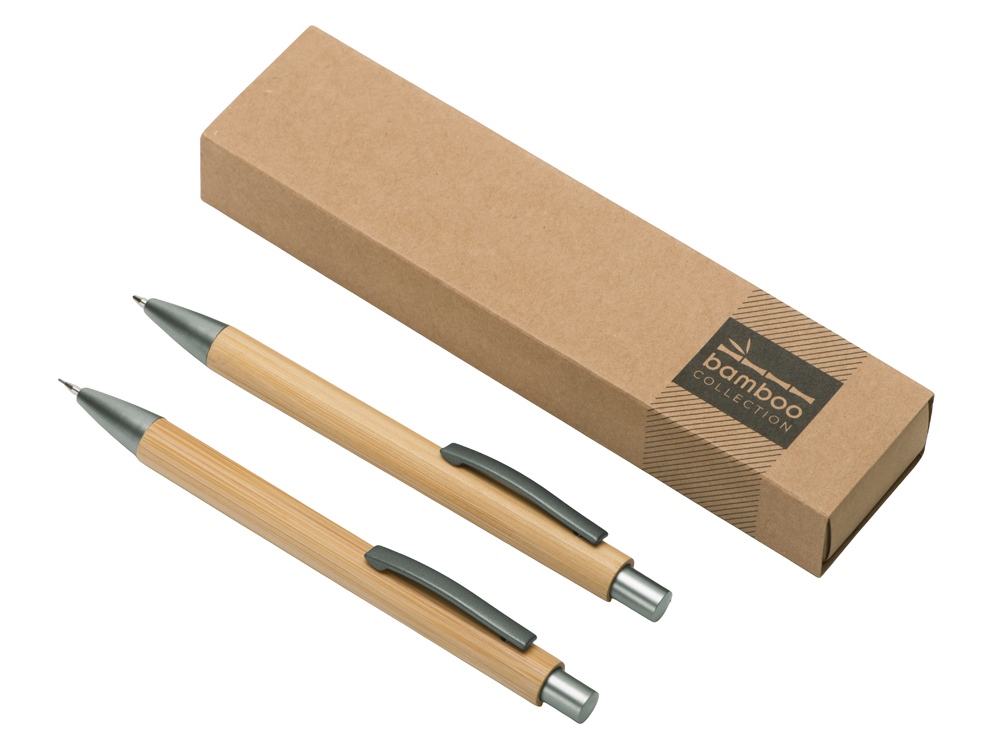 Набор ручка и механический карандаш Tender bamboo, натуральный-0
