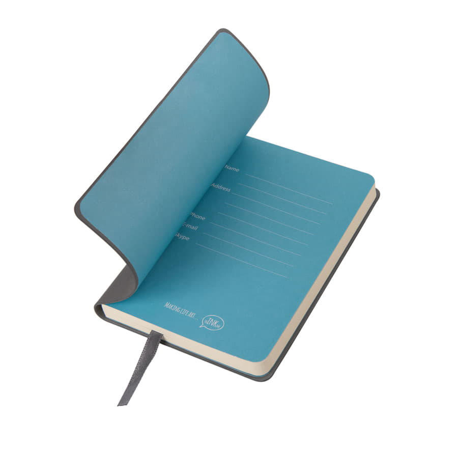 Бизнес-блокнот FUNKY, формат A6, в клетку, серый, голубой-4