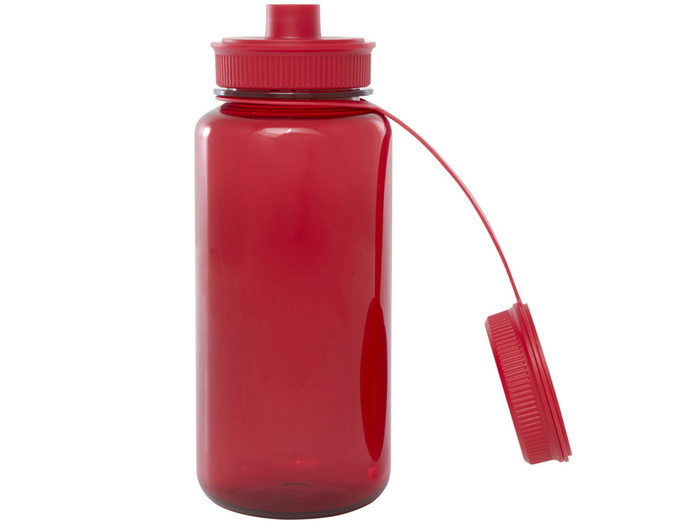 Спортивная бутылка Ryder из переработанного ПЭТ-пластика объемом 900 мл с многофункциональной крышкой, сертифицированная RCS - Красный-3