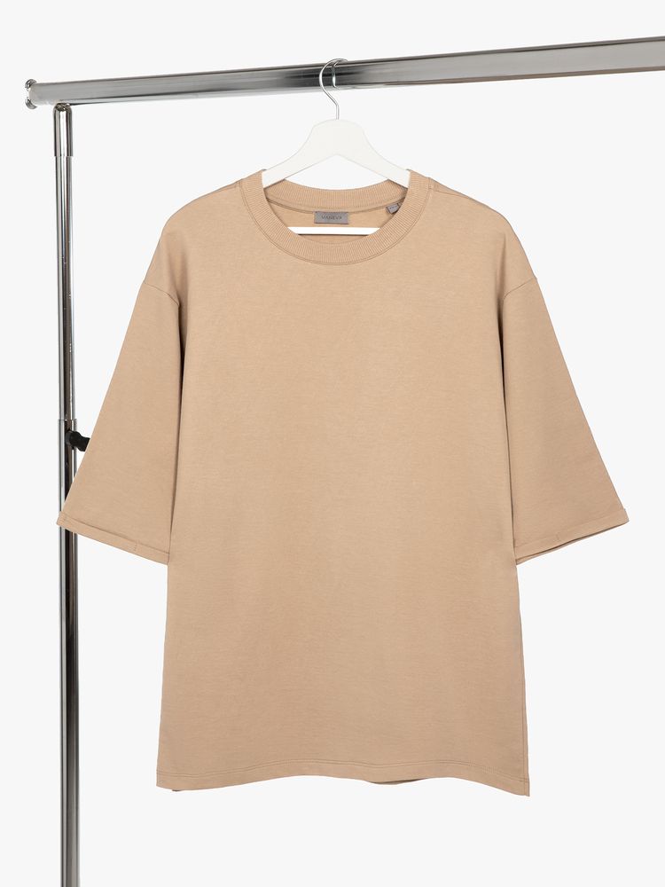 Футболка оверсайз унисекс Kosmos 2.0, бежевая-1