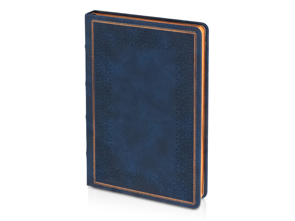 Ежедневник недатированный А5 Royal, синий с бронзовым срезом-0