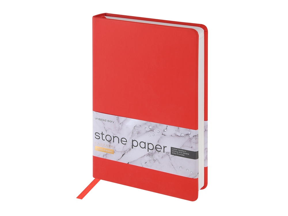 Ежедневник с каменной бумагой недатированный А5 Carrara, красный-0