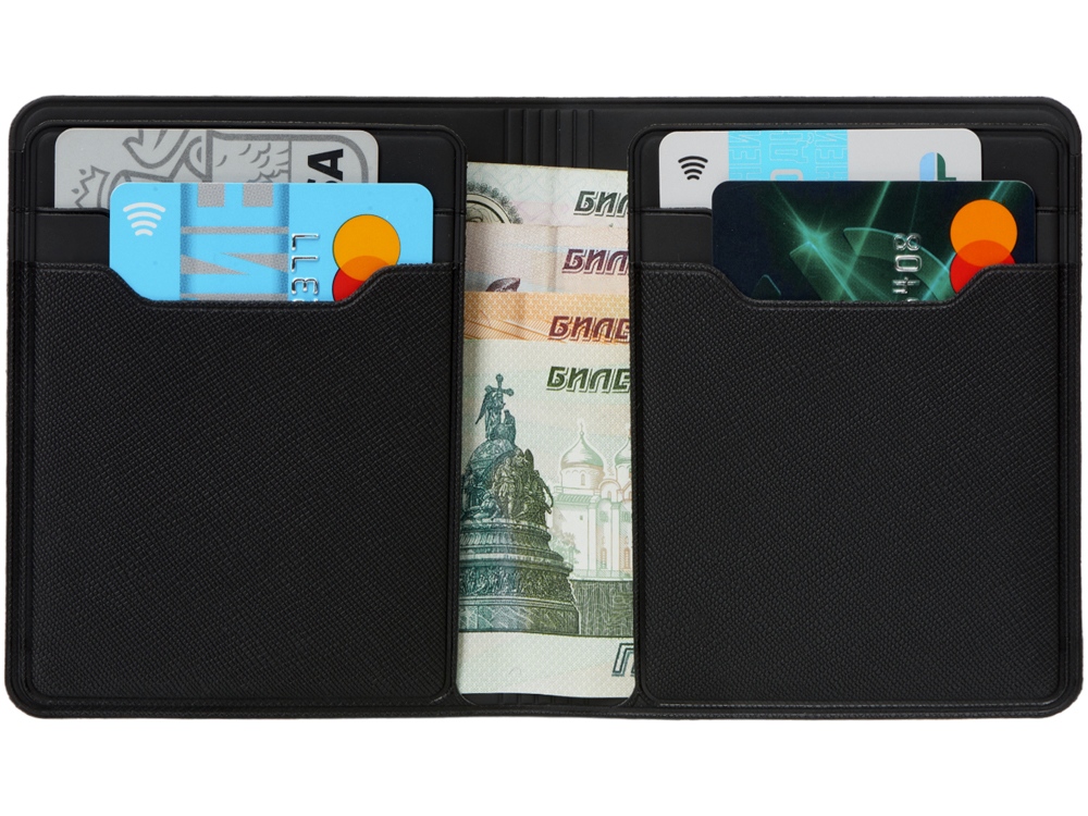 Картхолдер с отделением для бумажных денег Favor, черный-3