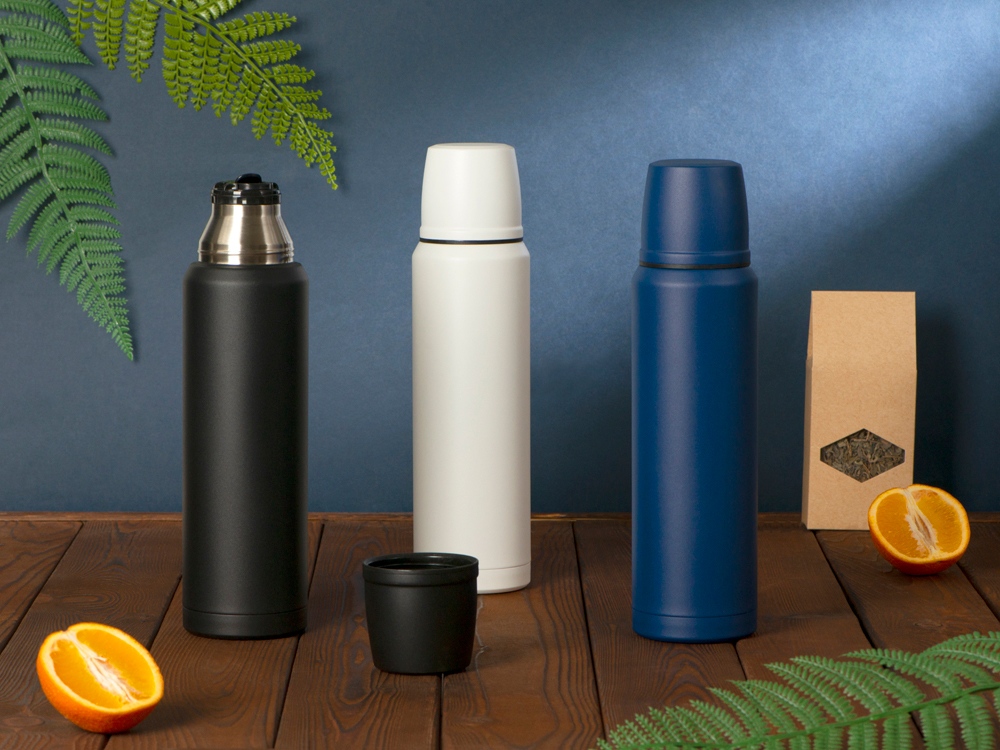 Термос с чашей и двойными медными стенками Stern, 1 л, белый-10