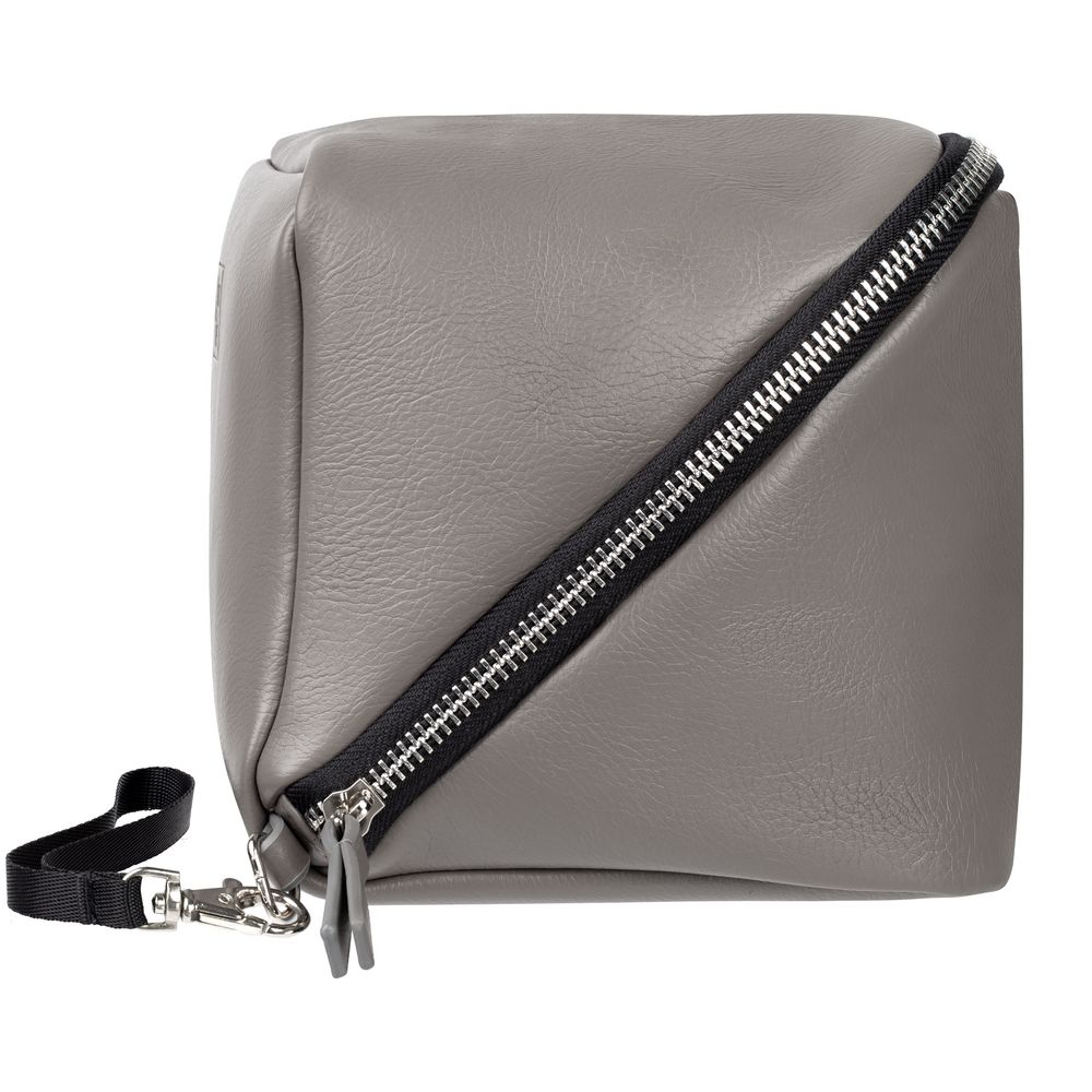 Дорожная косметичка Cubo, серая с логотипом-4