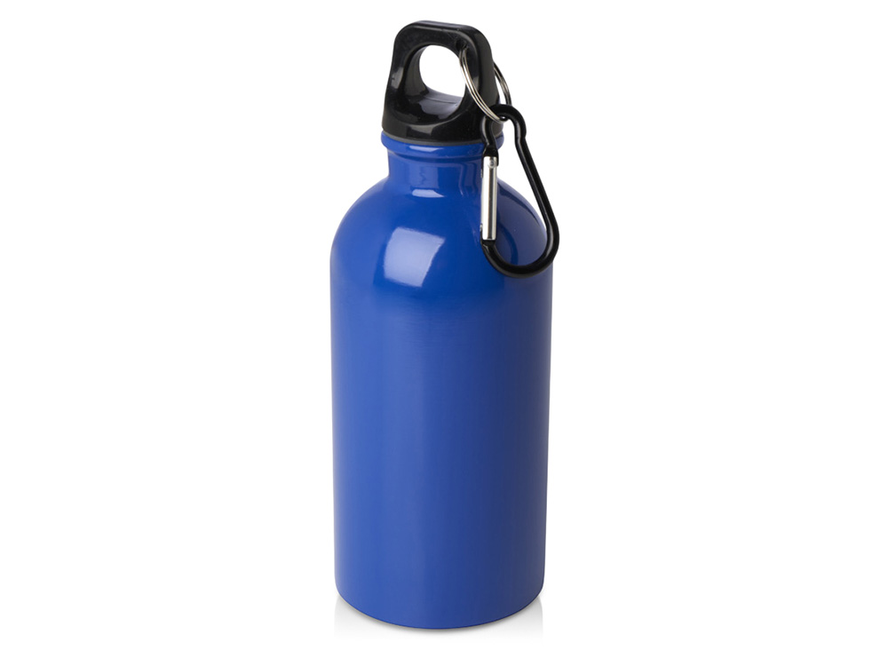 Одностенная бутылка для воды с карабином Oregon, изготовленная из нержавеющей стали, сертифицированной по стандарту RCS, объемом 400 мл - Ярко-синий-0