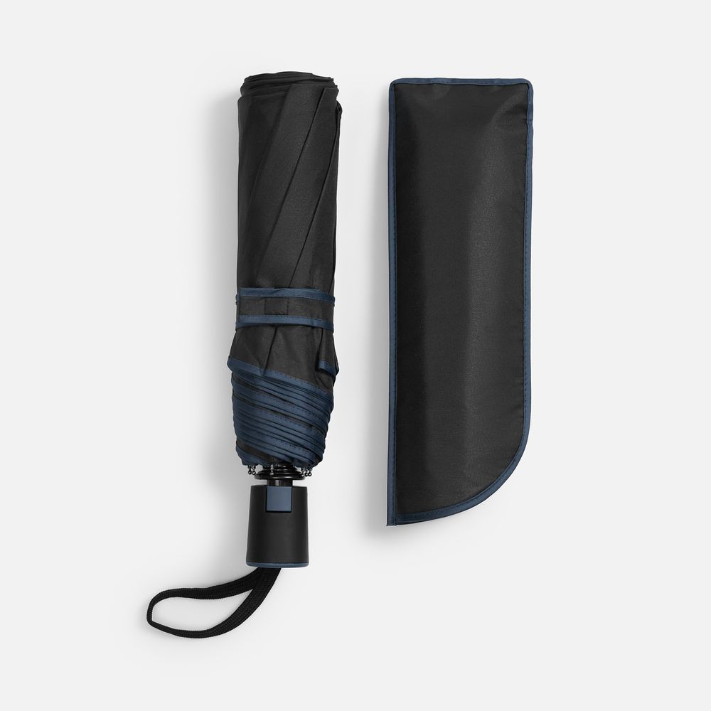 Зонт складной Edgeline, черный с синим-3