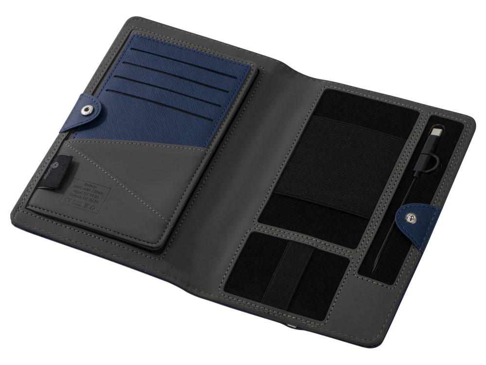 Органайзер с функцией беспроводной зарядки Manner, 5000 mah, темно-синий-4