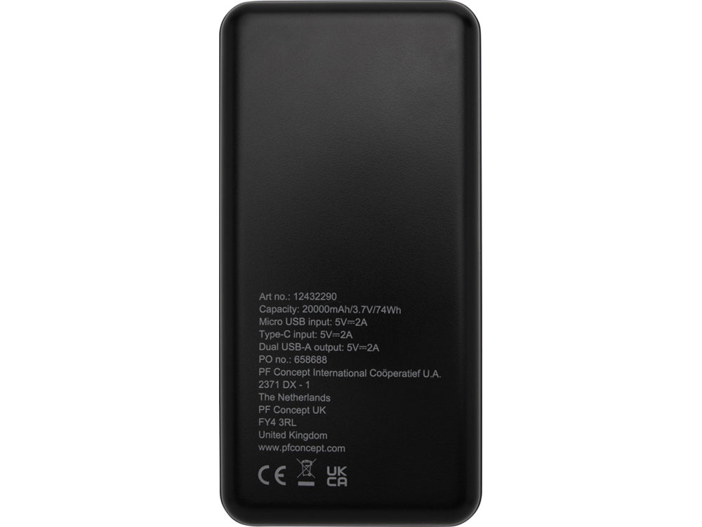 Портативное зарядное устройство Loop емкостью 20 000 мАч, сплошной черный-2