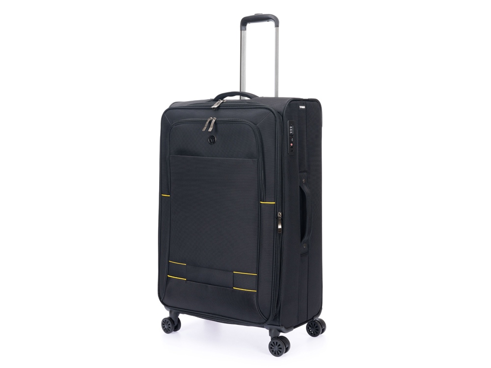 Чемодан TORBER Brosno, чёрный, нейлон 600D, 48 х 22 х 78 см, 85 л-0