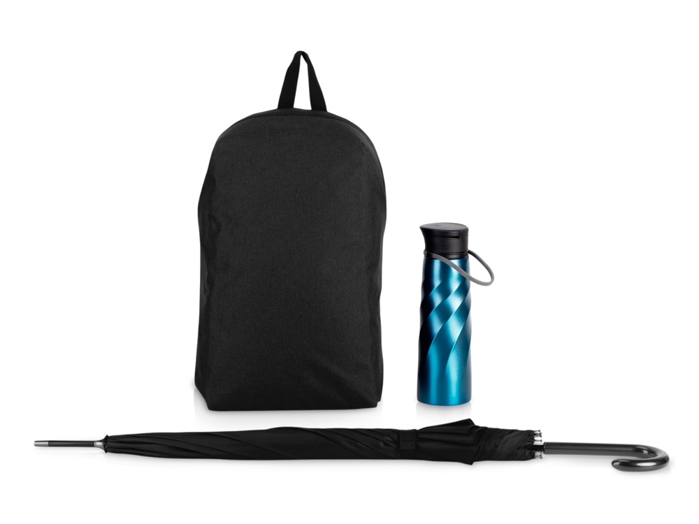 Подарочный набор с бутылкой для воды, зонтом и рюкзаком  Water element , синий-0