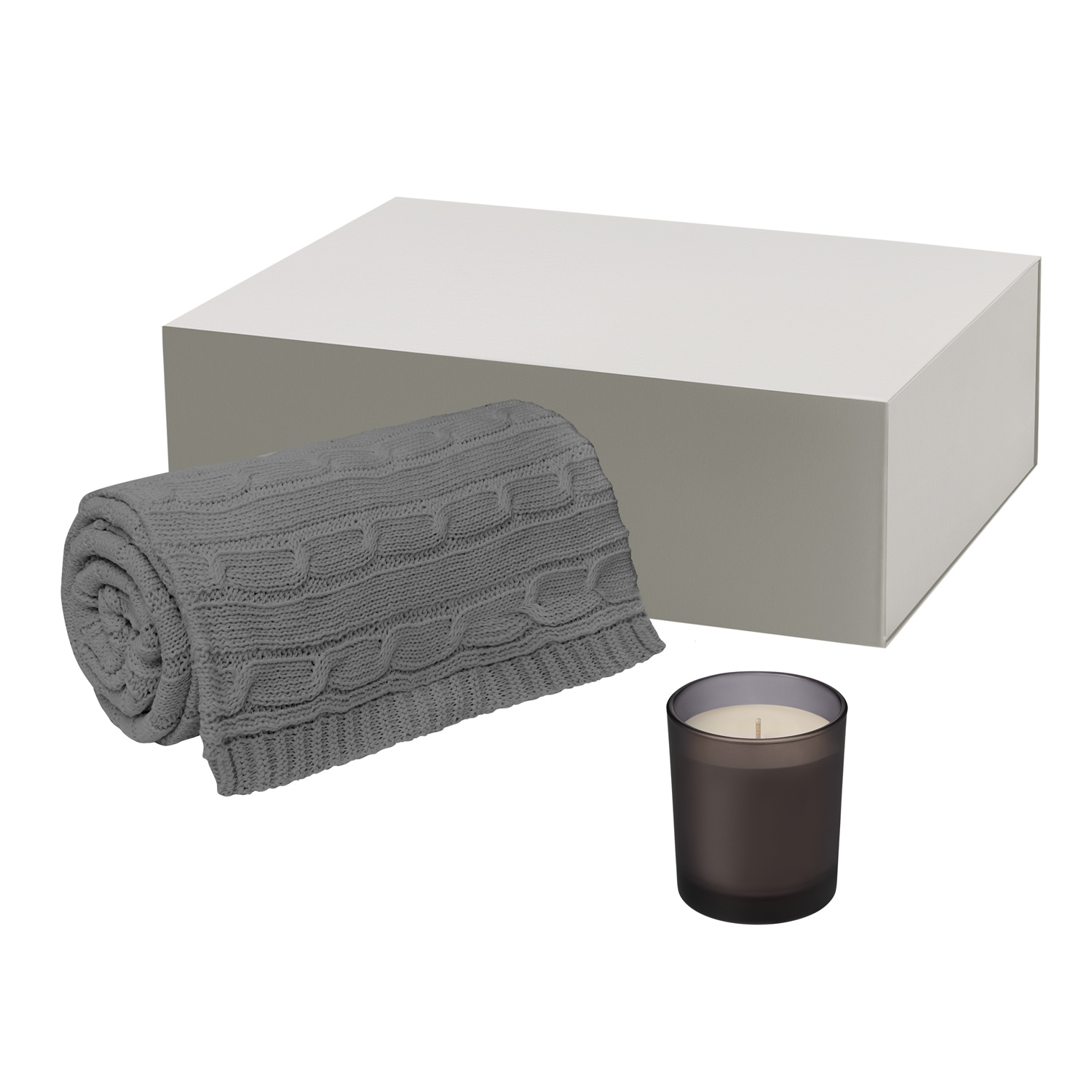 Подарочный набор Энигма (Enigma),Фадо (Fado), серый (свеча, плед)-0