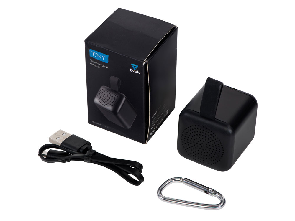 Портативная колонка TWS с подсветкой лого Tiny, 3 Вт, черный-7