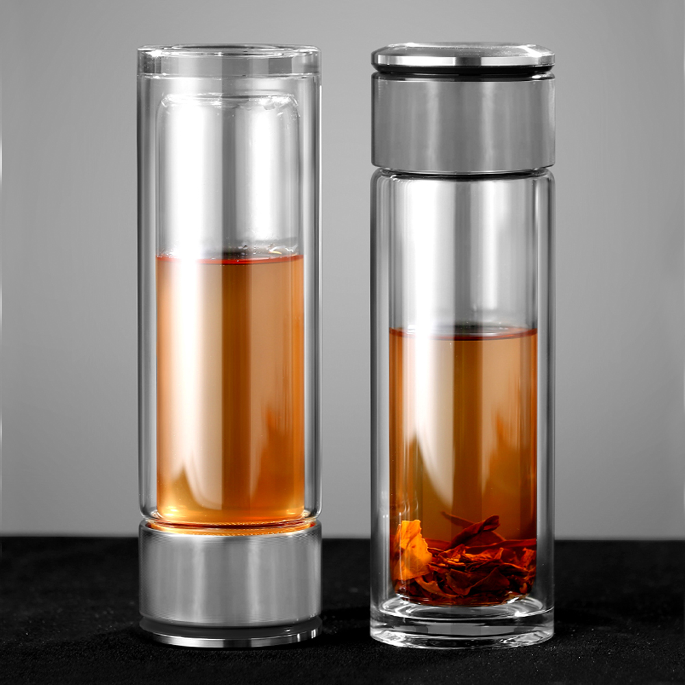 Термос стеклянный для чая Sabi  cо светодиодным дисплеем, Серебристый-2