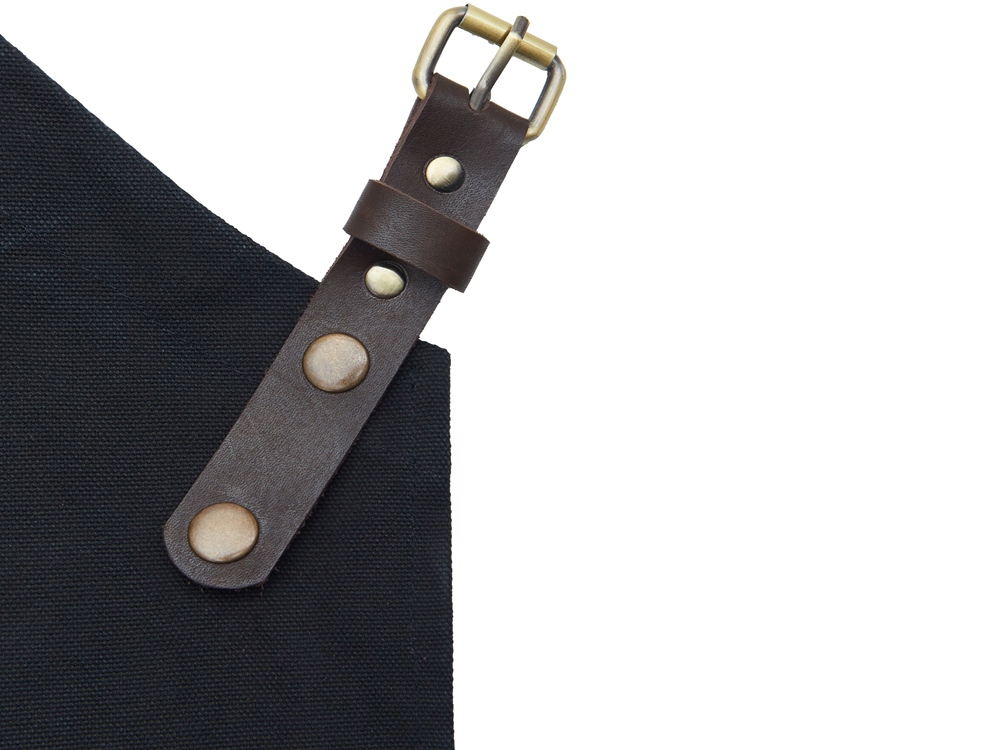 Фартук из канваса с ремнями из натуральной кожи, материал: канвас смесовый, плотность 450 гр/м, натуральная кожа КРС, цвет черный, коричневый темный-4