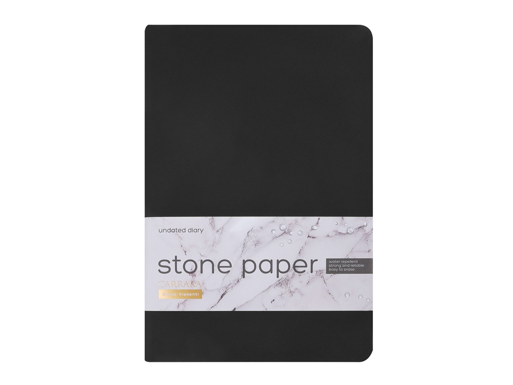 Ежедневник с каменной бумагой недатированный А5 Carrara, черный-1
