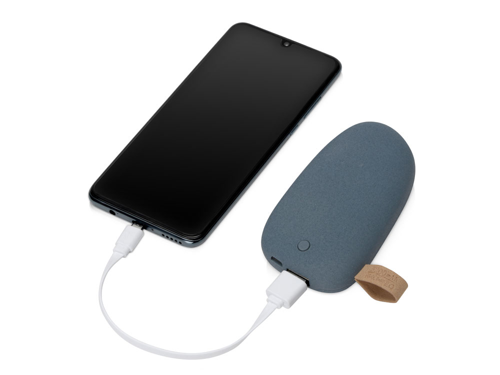 Внешний аккумулятор в форме камня Stone, 5200 mAh, серо-синий-1