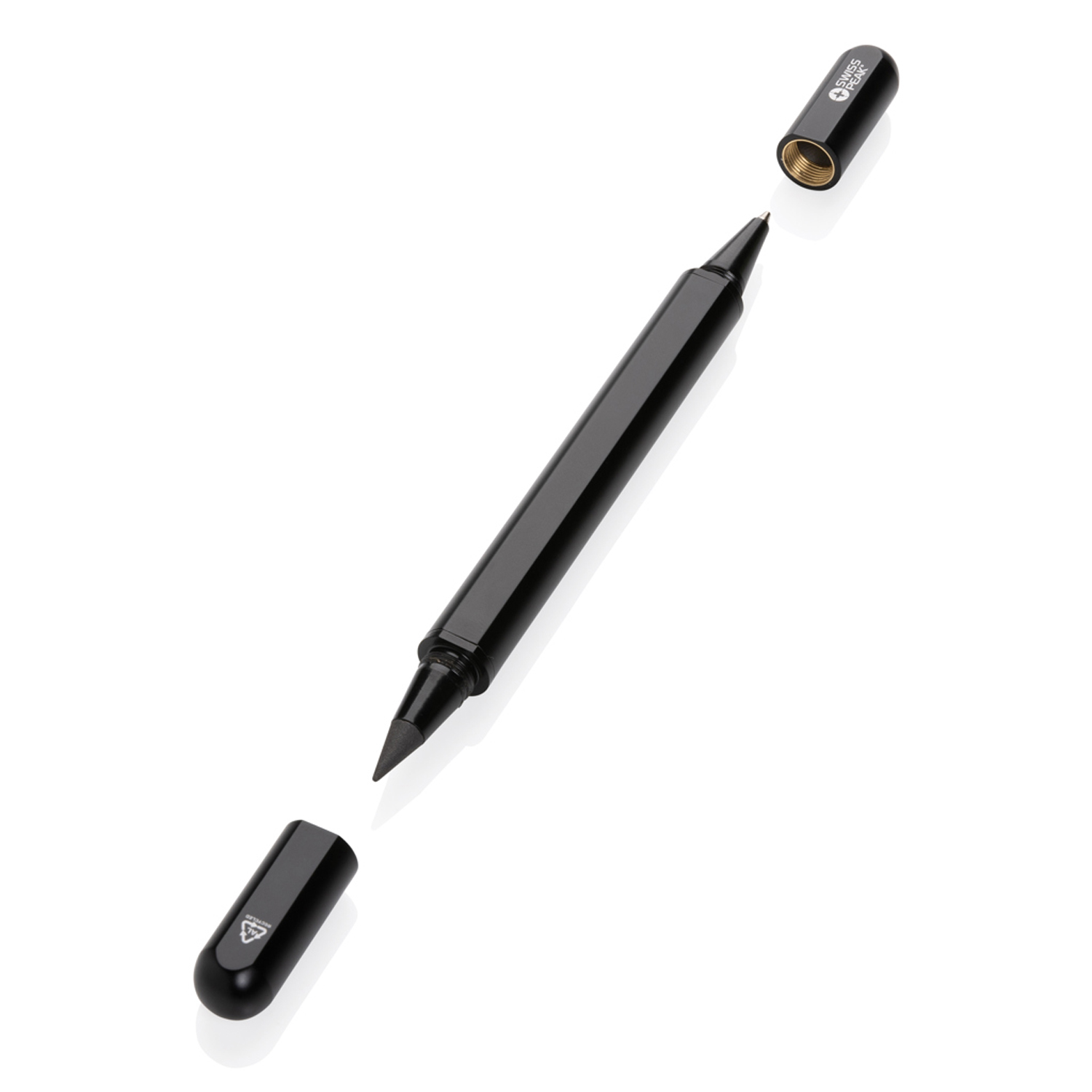 Ручка с двойным наконечником Swiss Peak Storm из переработанного алюминия RCS-0