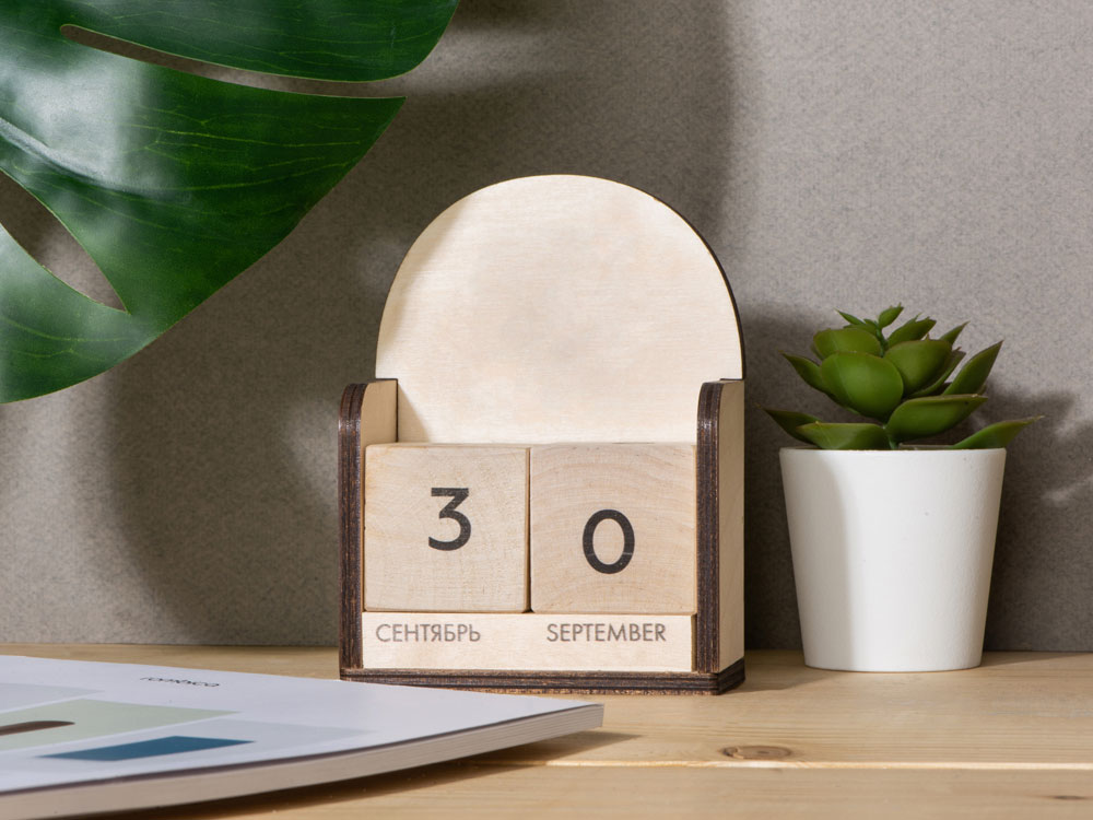 Настольный деревянный вечный календарь-6