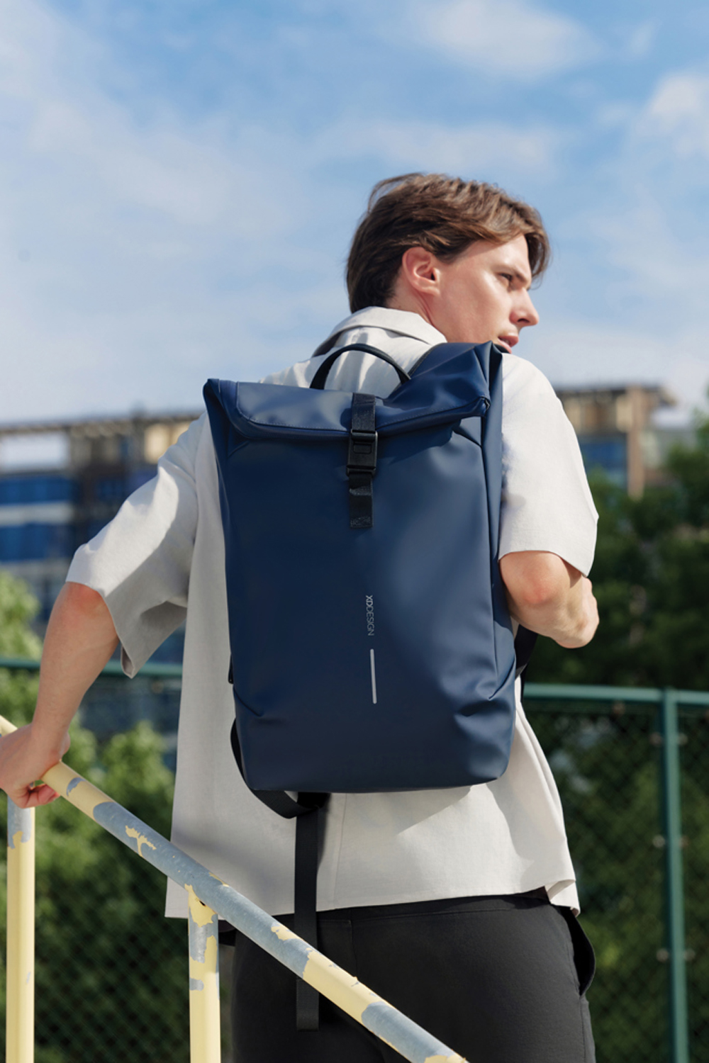 Антикражный водонепроницаемый рюкзак Urban Flap-Top, темно-синий-17