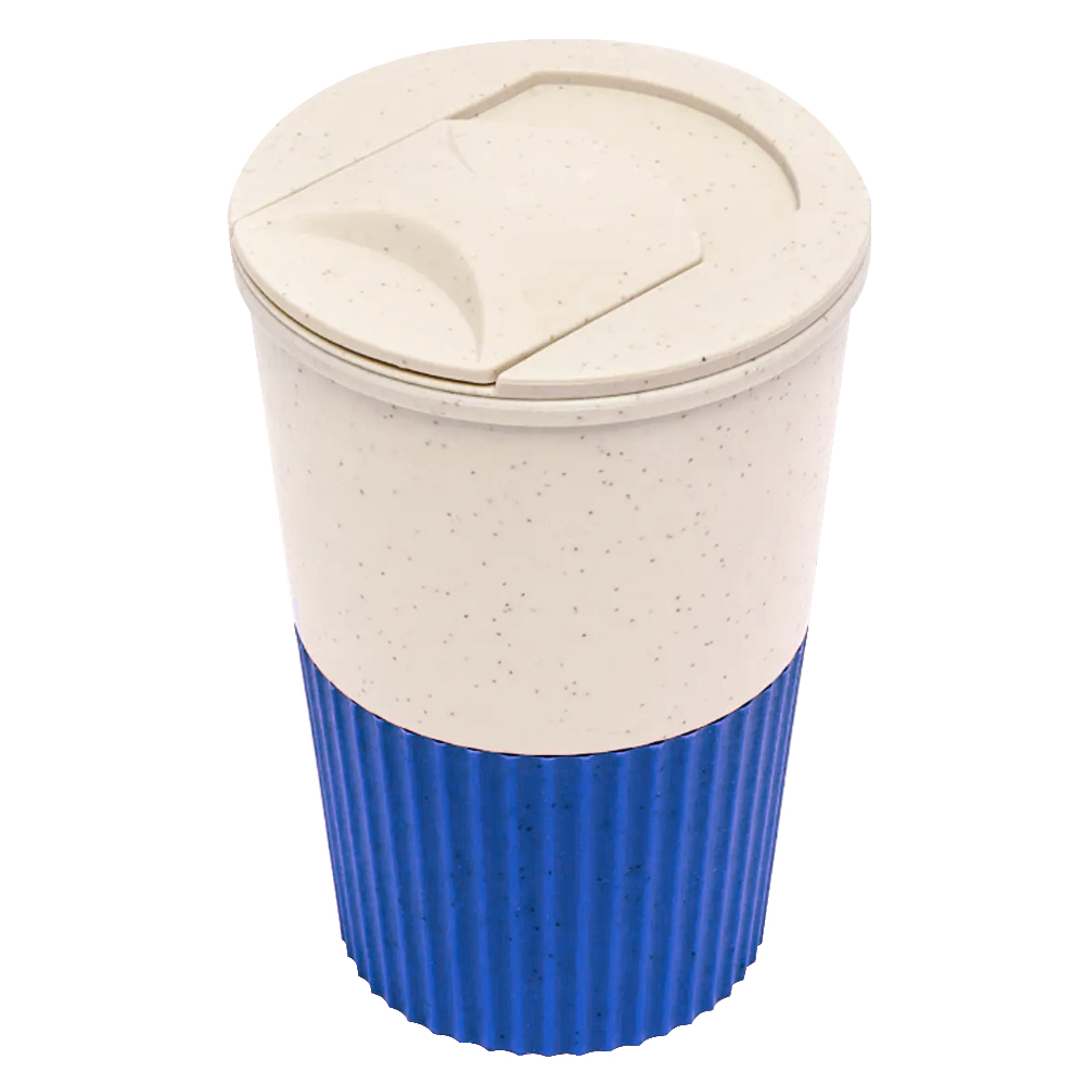 Термостакан пластиковый Wavy с манжетой, Синий-0