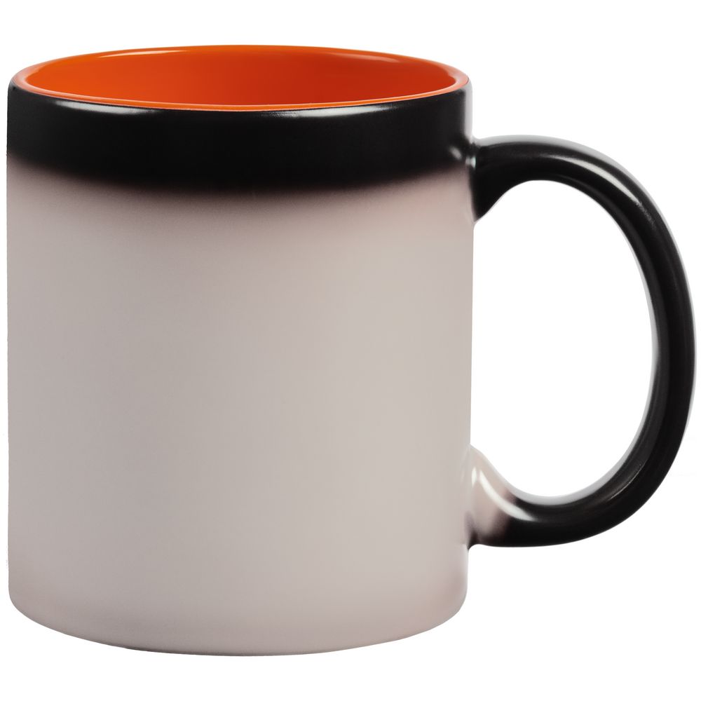 Кружка-хамелеон On Display, матовая, черная с оранжевым-2