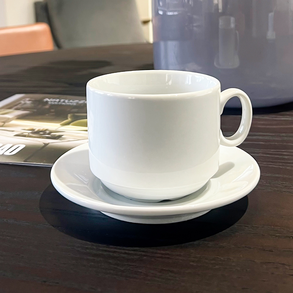 Чайная пара фарфоровая 280см³ капучино в коробке, Белый-1