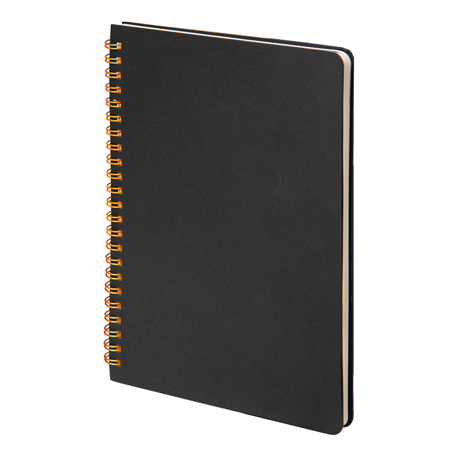 Блокнот на двойной пружине HELIX, 143 х 205 мм, черный с оранжевым, блок в линейку, черный, оранжевый-0