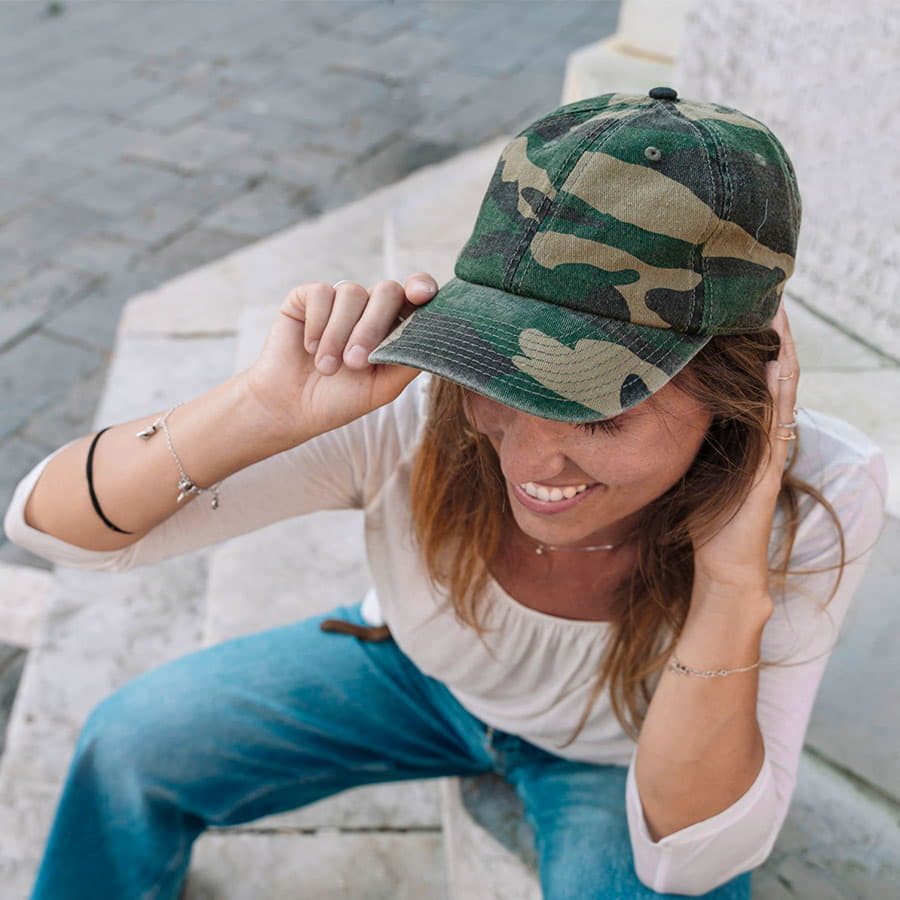 Бейсболка DAD HAT, 6 клиньев, металлическая застежка, зеленый камуфляж-2