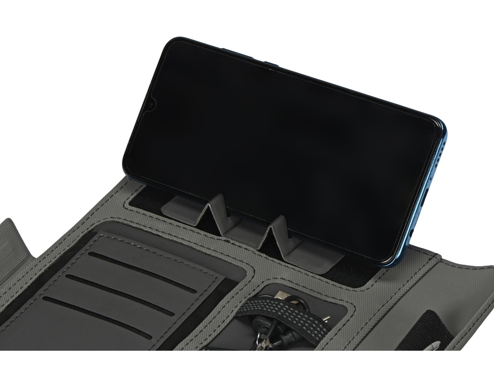 Органайзер с беспроводной зарядкой 5000 mAh Powernote, светло-серый-12