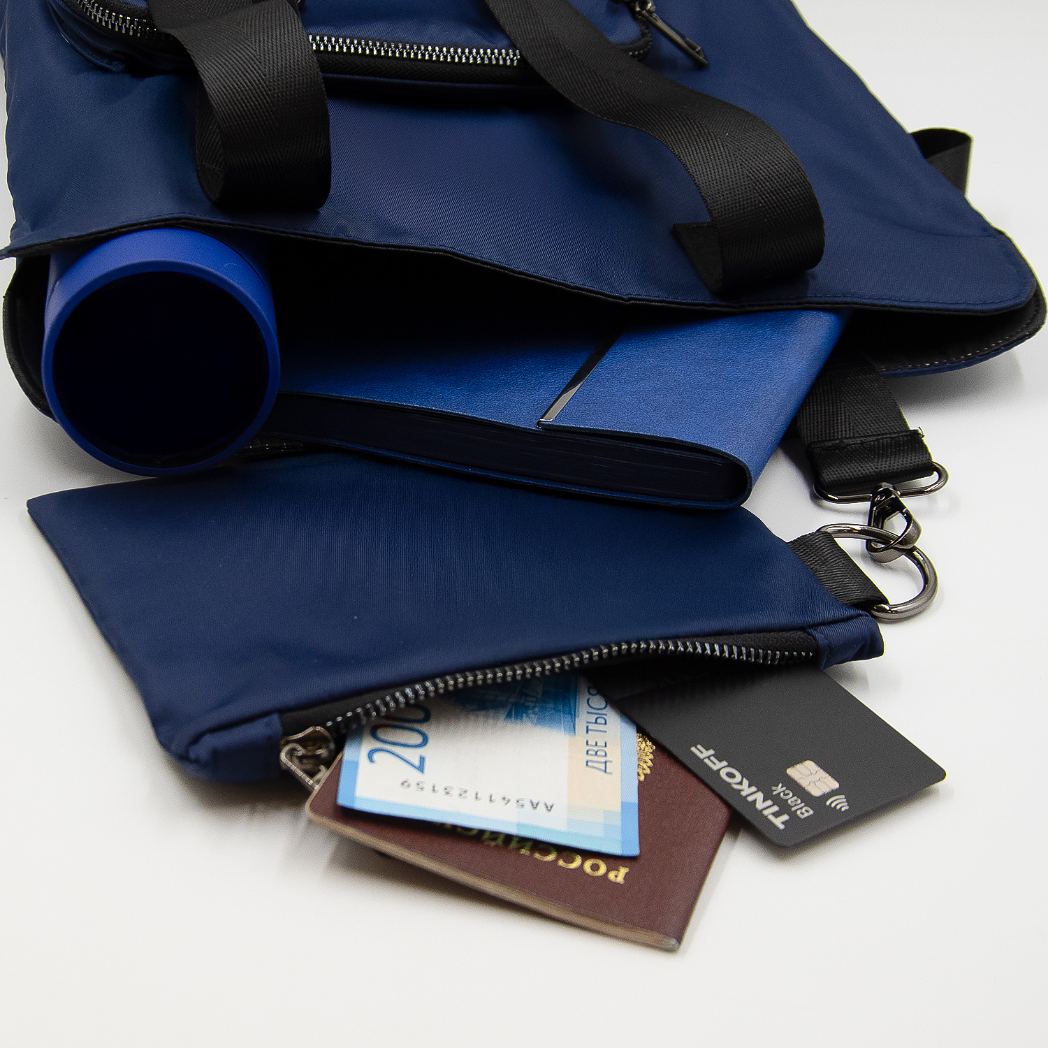 Шоппер Superbag Pocket (темно-синий с черным)-4