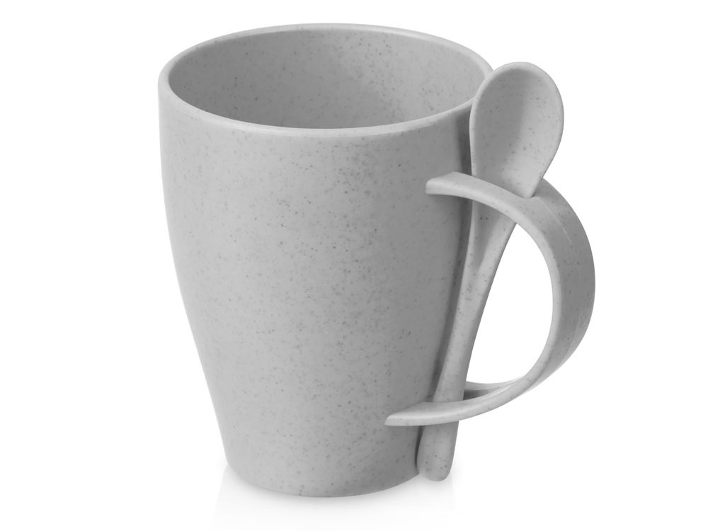 Пшеничная кружка Nina с ложкой, 300ml, серый Cool grey 7C-0