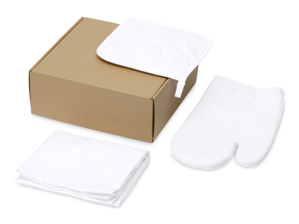 Подарочный набор с фартуком, прихваткой, белый-0