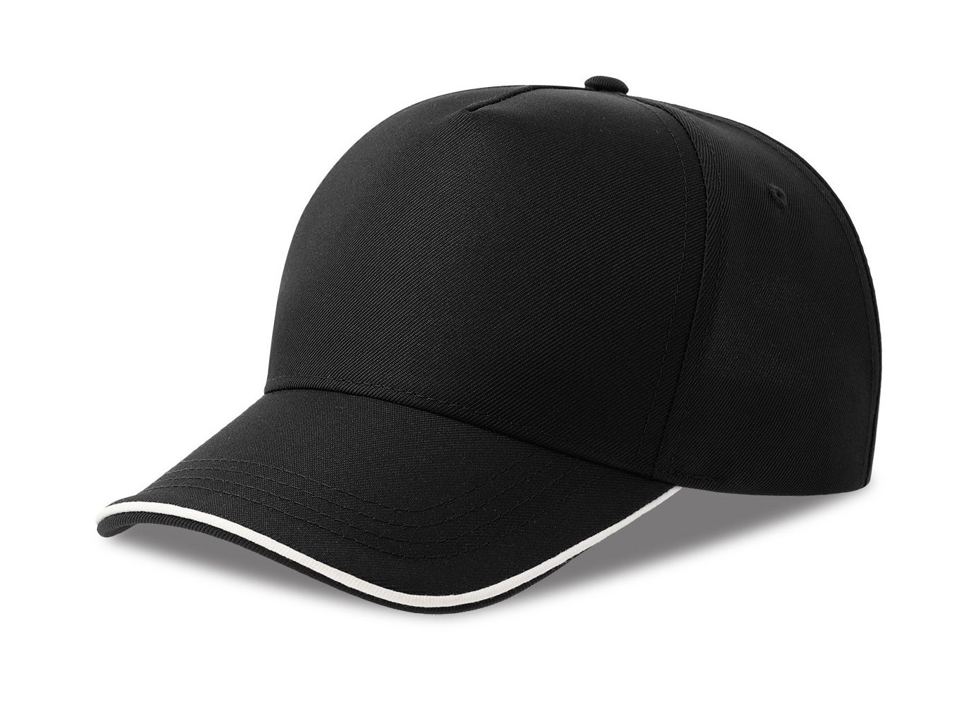 Бейсболка RECY FIVE PIPING, 5 клиньев, застежка-липучка, черный, белый-0