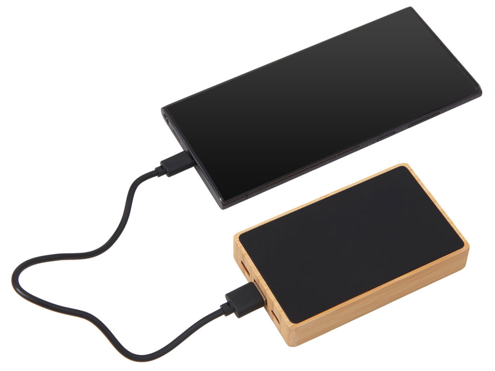 Внешний аккумулятор с подсветкой лого Reedia S2, 5000 mAh, бамбук, черный-1